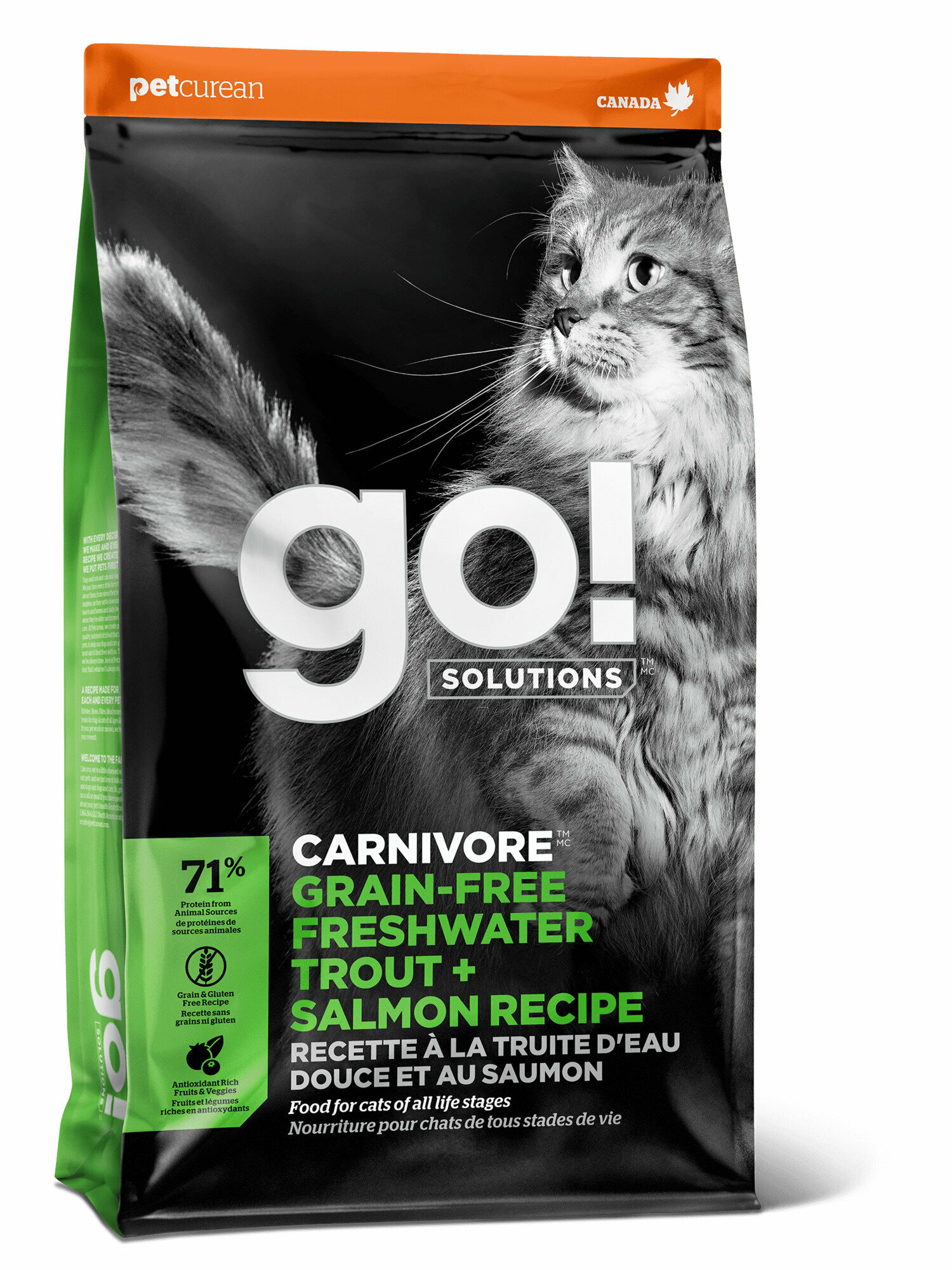 Корм сухой GO! Solutions беззерновой для котят и кошек с чувствительным пищеварением с форелью и лососем, 7,26 кг