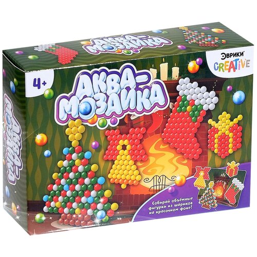 Аквамозаика с декорациями для детей Эврики Новогодняя ёлка, 350 шариков