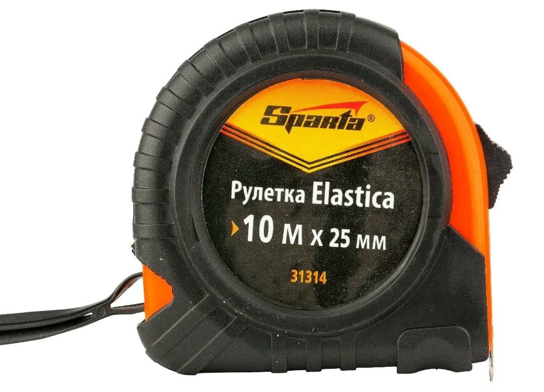 Рулетка SPARTA Elastica 10мх25мм, обрезин. корпус (31314)