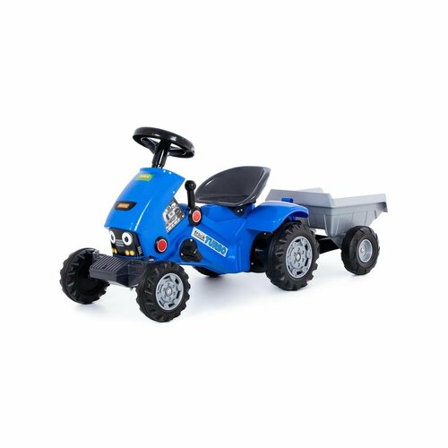 Каталка-трактор с педалями Turbo-2 синяя с полуприцепом игрушка каталка полесье трактор с педалями turbo 2 синяя с полуприцепом 124 5х43 8х54 п 84651