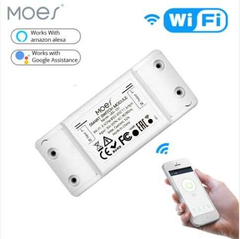 фото Умное Wi-Fi реле Smart Life, MOES Smart, Google Assistant, Яндекс Алиса (10А, 1 канал)
