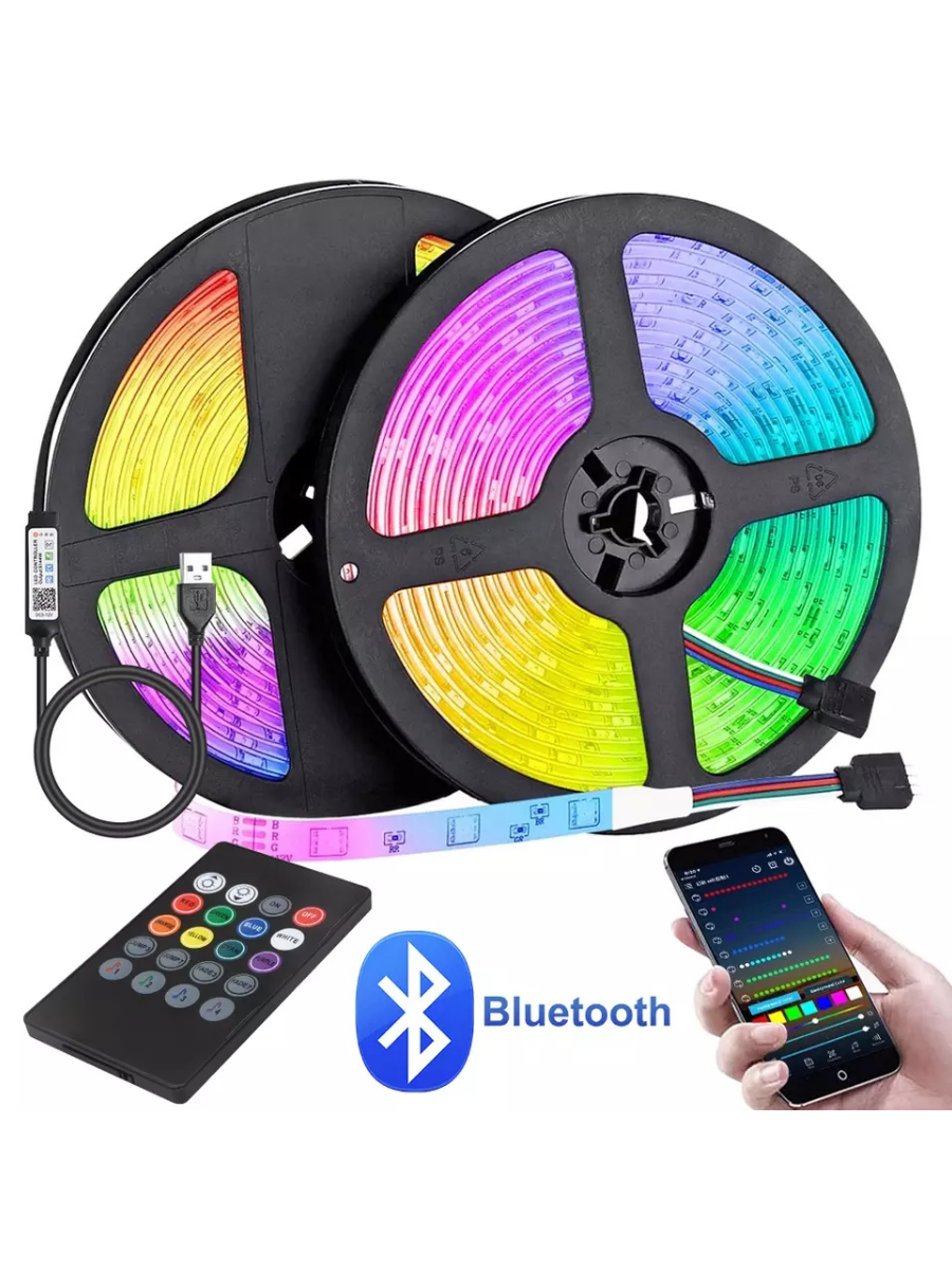 Светодиодная лента 1 м с пультом многоцветная RGB led bluetooth - фотография № 3