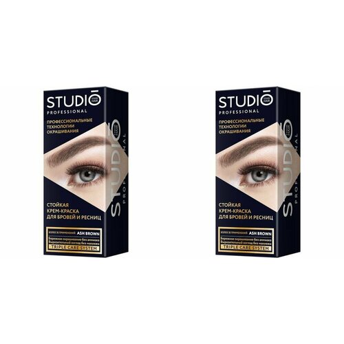 Studio Professional Крем-краска стойкая для бровей и ресниц Пепельно-коричневый, 50 мл + оксид, 30 мл, 2 шт