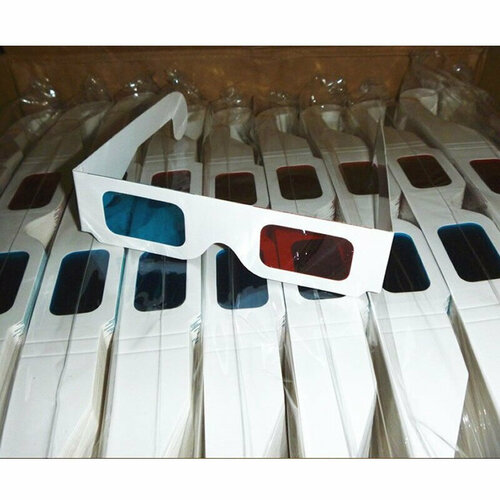 Анаглифные 3D очки красный/синий картонные (100 шт. в упаковке)