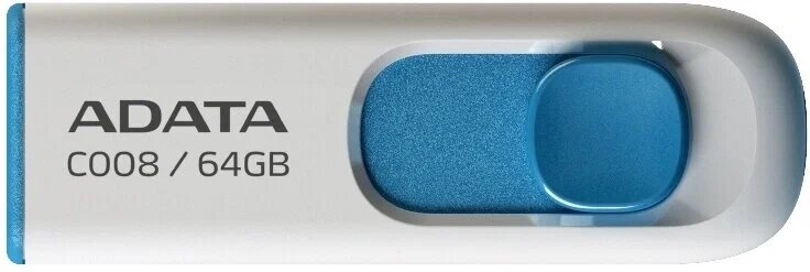 Флеш накопитель 64GB A-DATA Classic C008, USB 2.0, белый