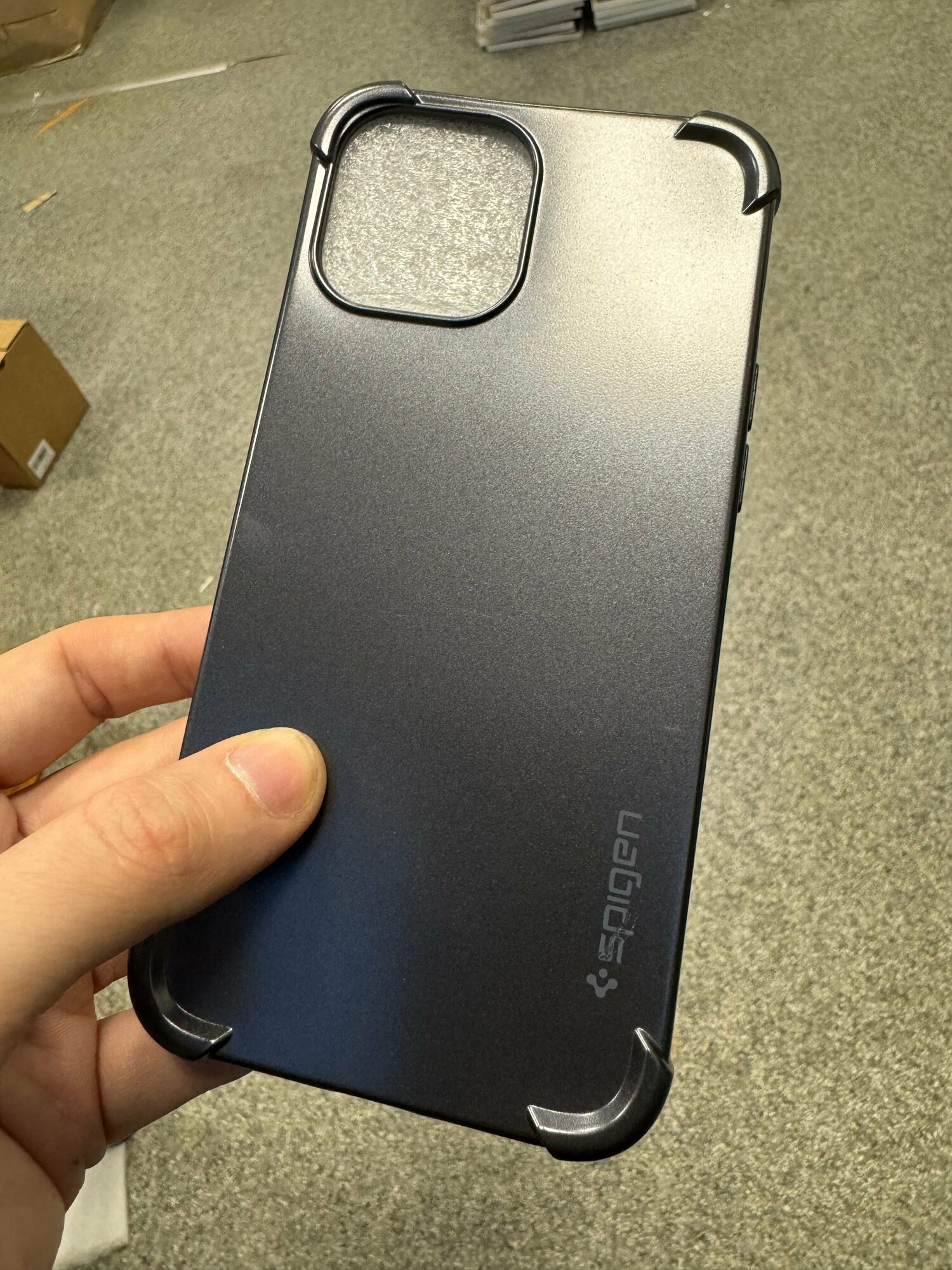 Чехол панель накладка бампер MyPads SPIGEN для iPhone 12 Pro Max (6.7) тонкая силиконовая крышка темно-серая