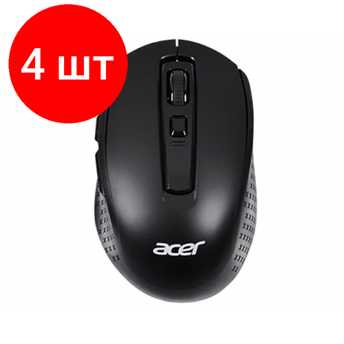 Комплект 4 штук, Мышь компьютерная Acer OMR060, черный беспроводная мышь acer omr060 черный