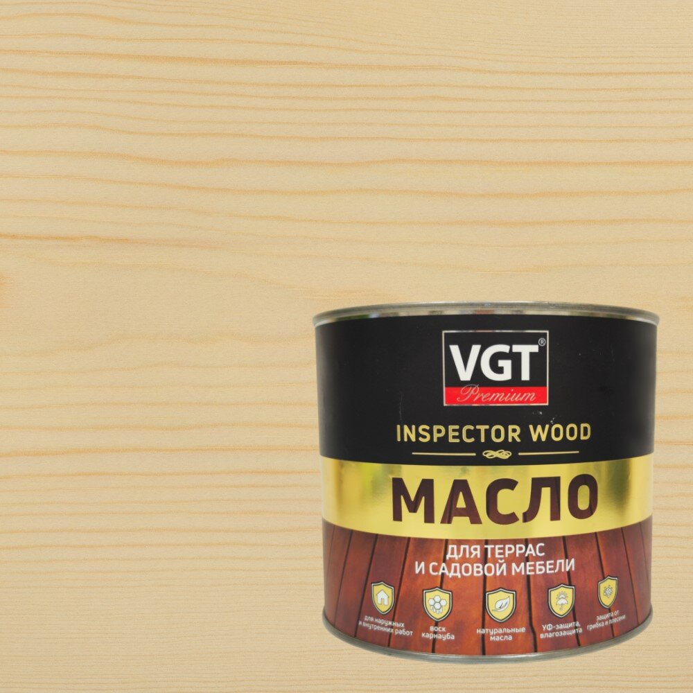Масло для террас и садовой мебели VGT Premium Inspector Wood (18л) дуб темно-серый