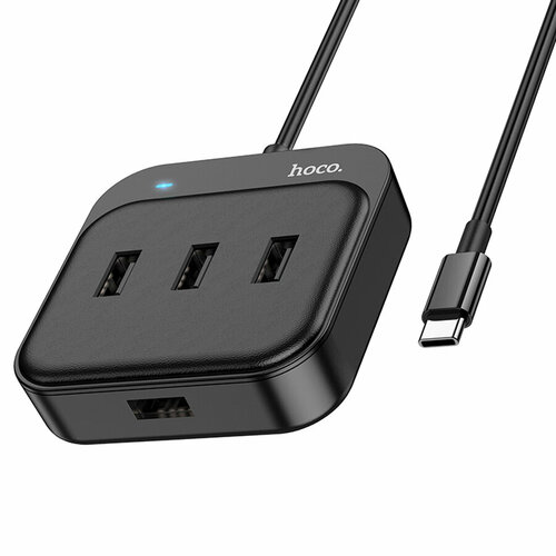 USB HUB разветвитель HOCO HB31 Easy 4 в 1 Type-C (m) - 4xUSB2.0 (f), 20 см, черный