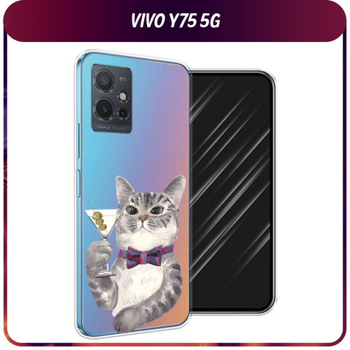 Силиконовый чехол на Vivo Y75 5G / Виво Y75 5G Кот джентльмен, прозрачный силиконовый чехол на vivo y75 5g виво y75 5g scrooge mcduck and monopoly прозрачный