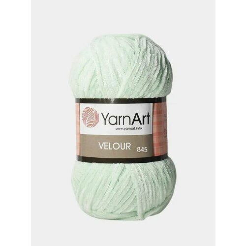 Пряжа YarnArt Velour, Цвет Мятный пряжа yarnart velour ярнарт велюр фантазийная велюровая для игрушек 841 молочный 100 г 170 м микрополиэстер 5 шт