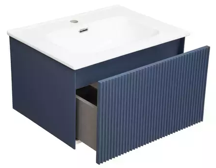 Тумба под раковину La Fenice Terra Blu Grigio 60 см подвесная под встраиваемую раковину синий матовый FNC-01-TER-BG-60