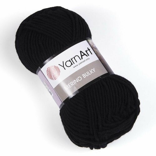 Пряжа Merino Bulky (YarnArt), черный - 585, 30% шерсть, 70% акрил, 5 мотков, 100 г, 100 м.