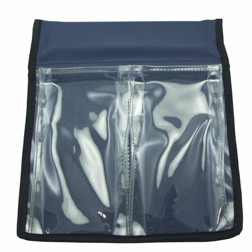 Карман для лодки на ликтрос, 2 прозрачных отсека, №1.5 Темно-синий + крепления