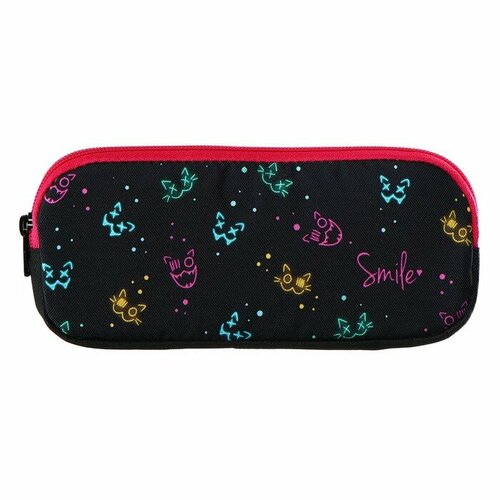 Пенал мягкий 2 отделения объёмный 90 х 220 х 40 мм Stavia Неон чёрный 86213 1032₽