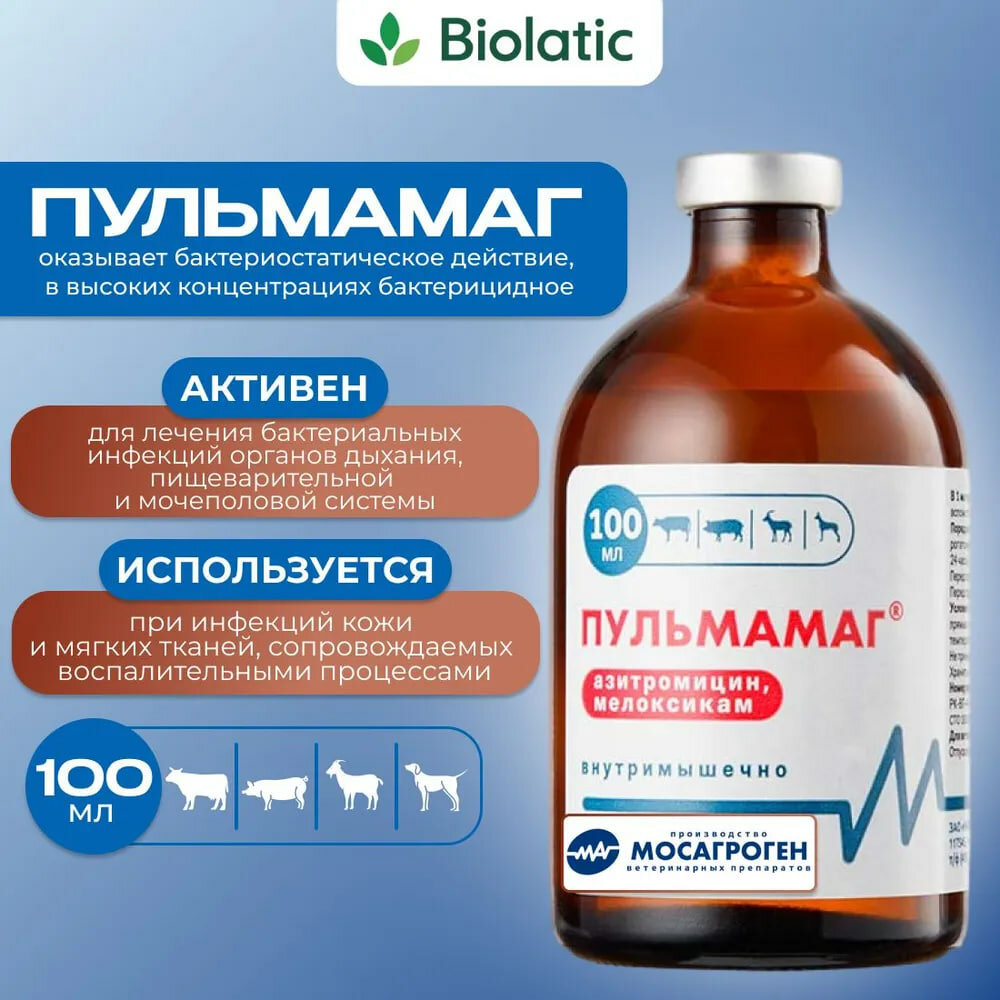 Картинки Пульмамаг, суспензия для инъекций, 100 мл