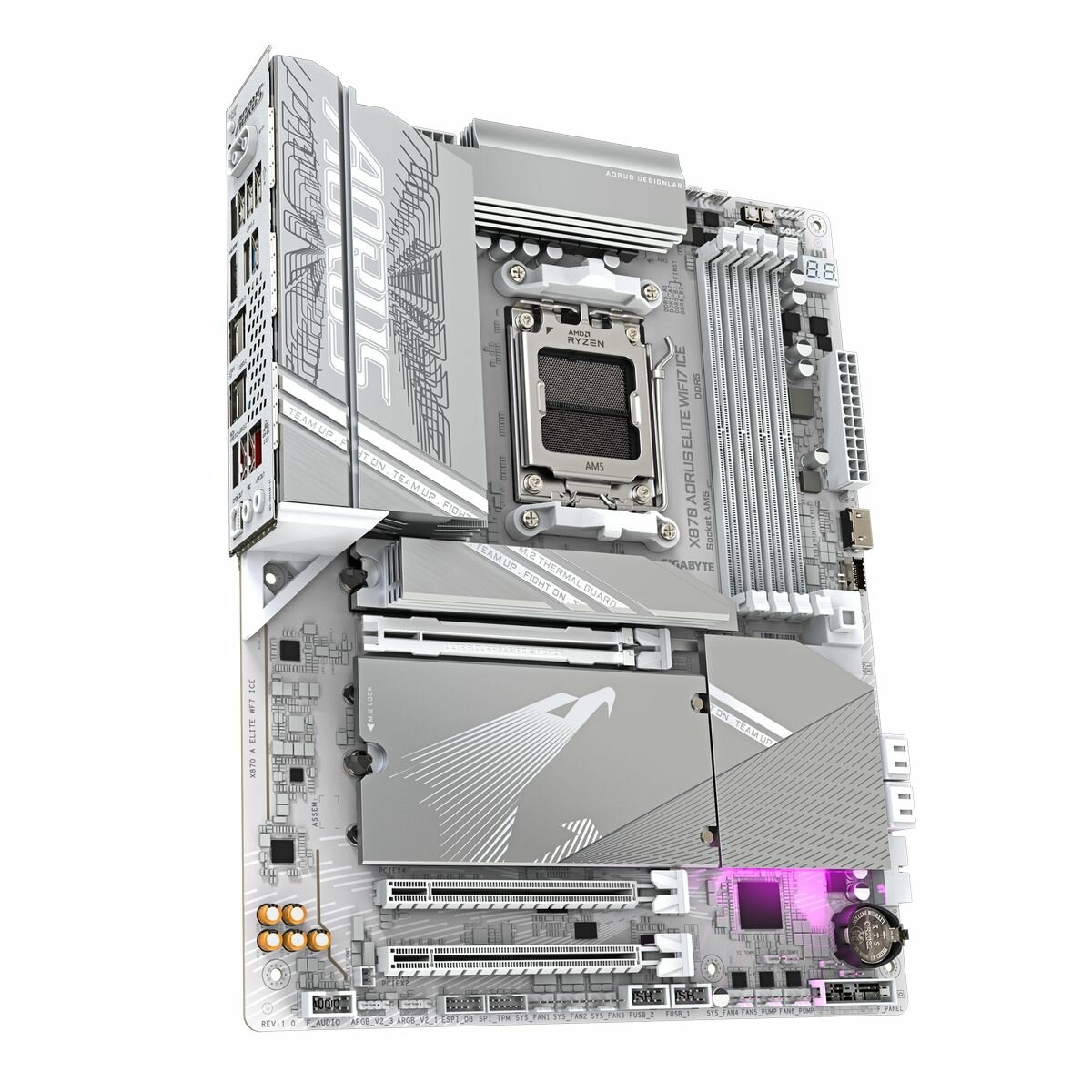 Материнская плата Gigabyte X870 AORUS ELITE WF7 ICE, AM5, AMD X870, ATX, RTL (X870 AORUS ELITE WIFI7 ICE) — фото 1