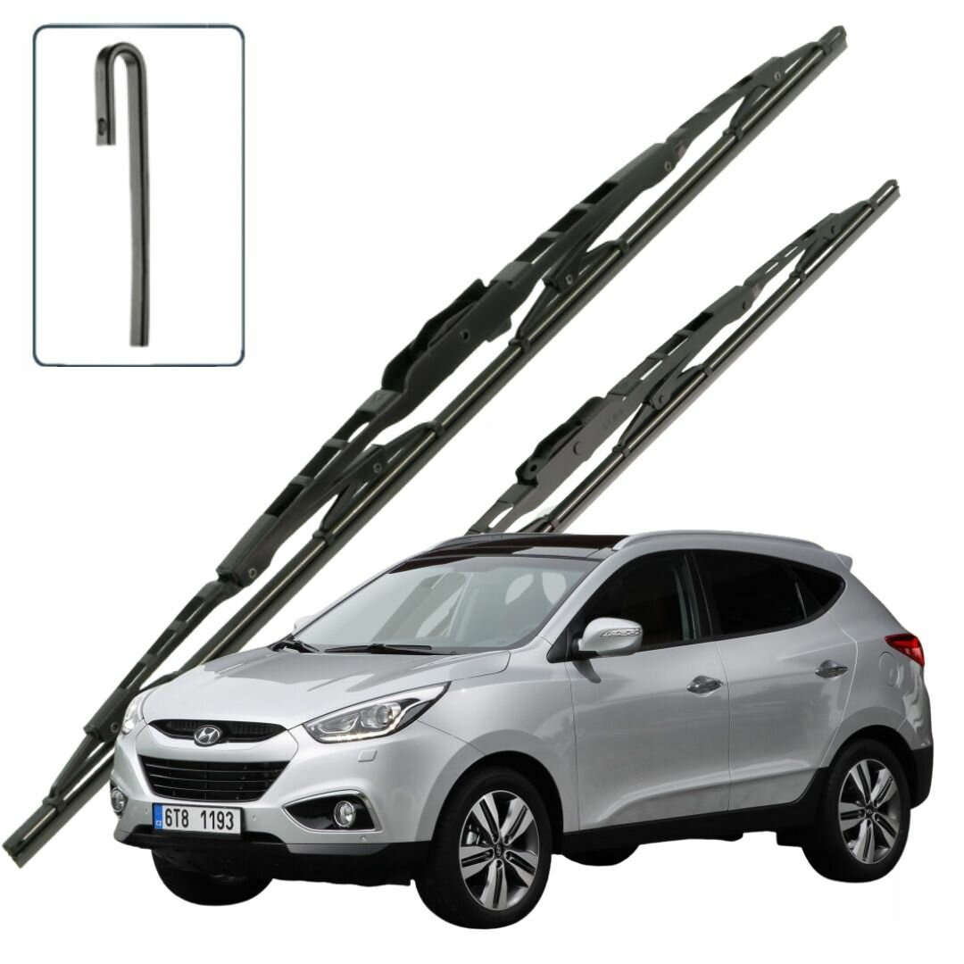 Дворники Hyundai ix35 (1) LM / Хендай 35 / 2009 2010 2011 2012 2013 2014 2015 2016 2017 щетки стеклоочистителя каркасные крепление крючок J-hook / Комплект 2шт 400мм + 600мм LYNXauto