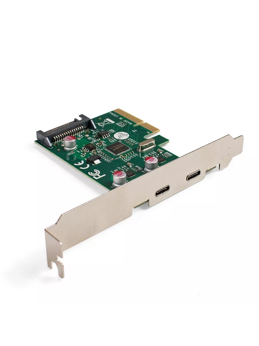 Контроллер ExeGate EXE-313 (PCI-E x4 v3.0, 2*USB3.1 Gen2 Type-C ext, скорость до 10 Гбит/с, разъем доп. питания, ASMedia Chipset ASM1142) EX283715RUS