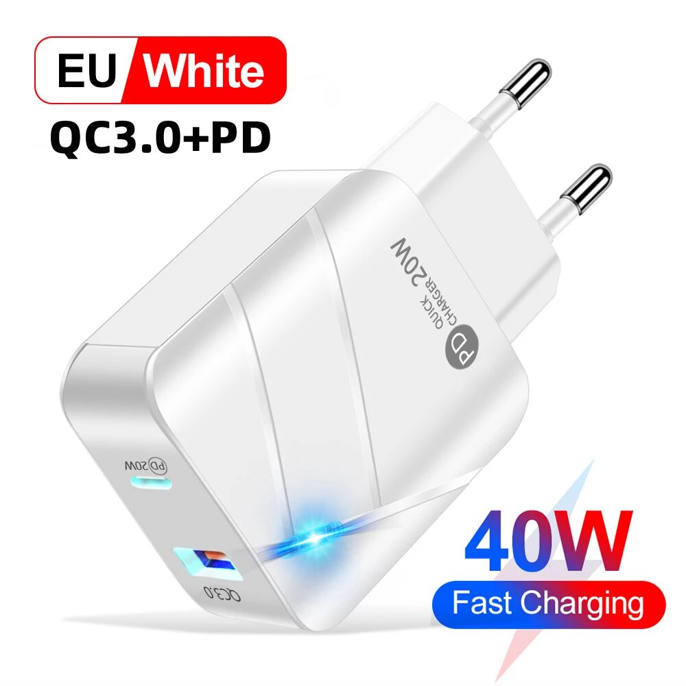 AIXXCO USB PD Quick Charge 28 Вт 40 Вт USB-зарядное устройство QC3.0 2A Быстрое настенное зарядное устройство Зарядное устройство для мобильного телефона Samsung Xiaomi iPhone 12