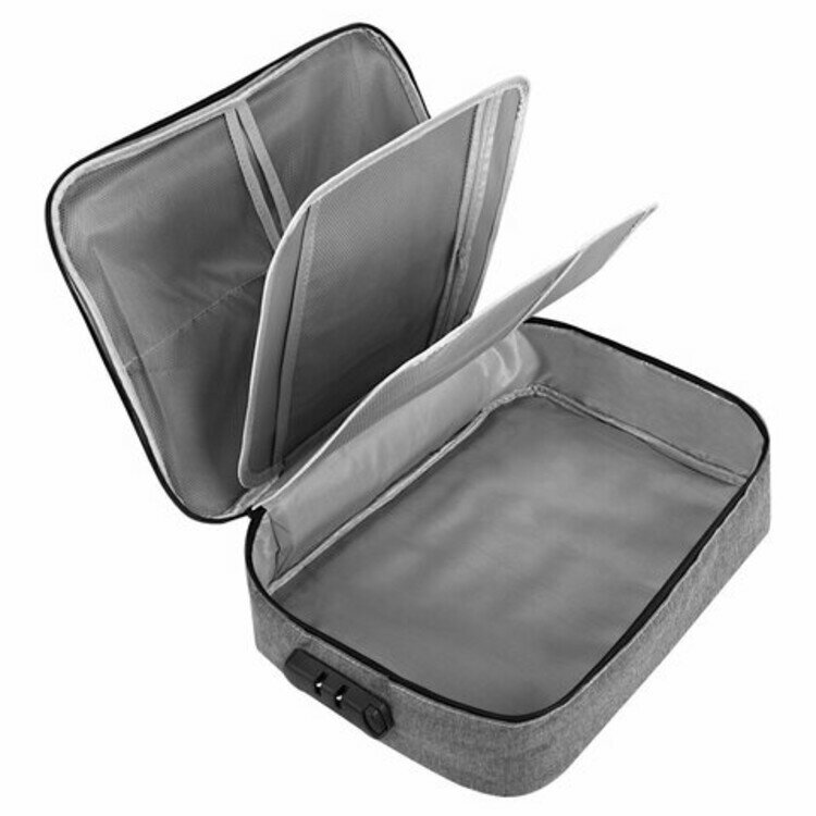 Папка-органайзер для документов с кодовым замком серый водонепроницаемый А4, BRAUBERG DOCS, 271960