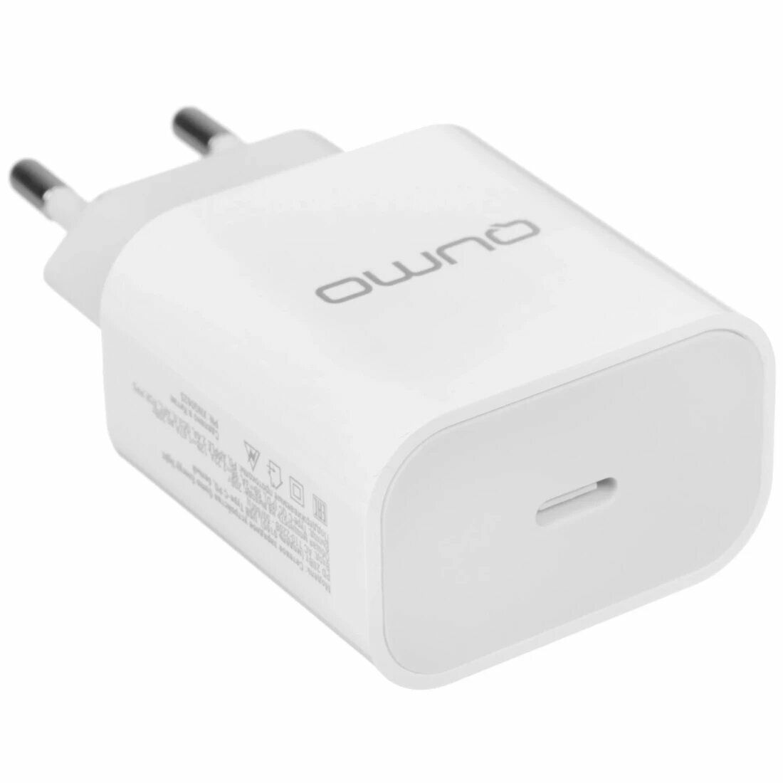 Зарядное устройство сетевое Qumo Energy light (модель 0105) PD 20Вт порт: USB Type-C PD, цвет белый, 52741