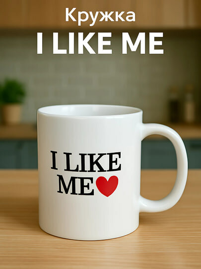 Кружка с принтом I LIKE ME, стильный дизайн, для дома и офиса, керамика, универсальный подарок, для чая и кофе, 350 мл
