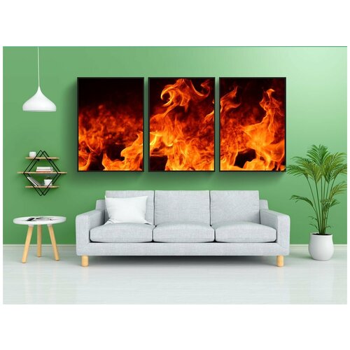 фото Набор модулных постеров для интерьера "пожар, мощность, пламя" 60x90 см. в тубусе, без рамки lotsprints