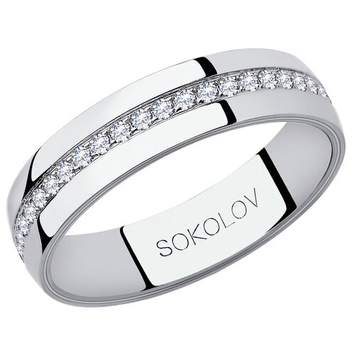 Кольцо обручальное SOKOLOV, белое золото, 585 проба, фианит, размер 16 обручальное кольцо sokolov из белого золота с фианитами