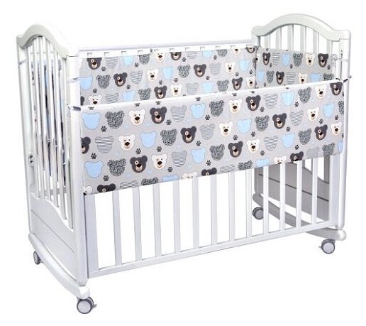 Комплект для детской кроватки Patrino/МамаШила "Медвежата" (3 предмета, серый) 10023-Р