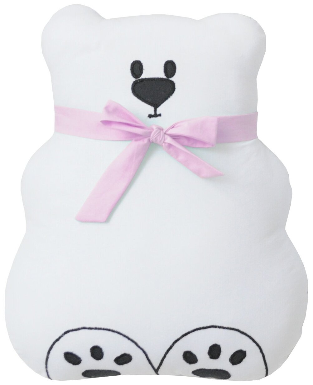 Подушка-бортик "Мишка белый с розовым бантиком", 35*30 см, 100% хлопок