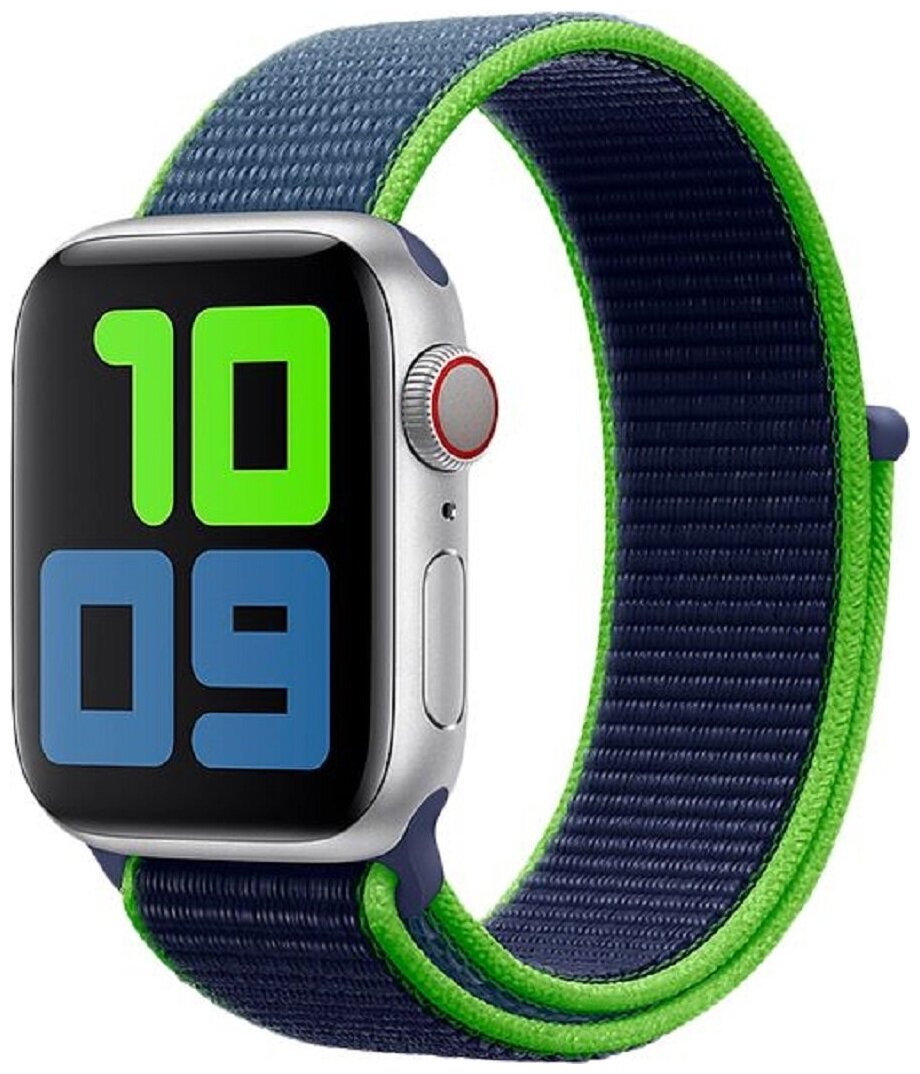 Нейлоновый тканевый ремешок для Apple Watch Series 1-8 и Ultra - 42/44/45/49 мм (эпл вотч), сине-зеленый