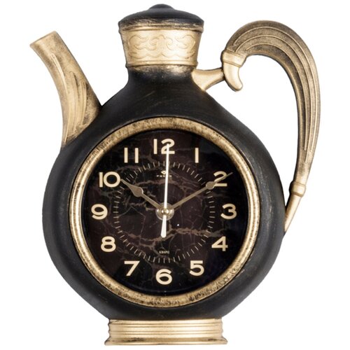 фото Часы настенные чайник 26,5х24см, корпус черный с золотом "классика рубин