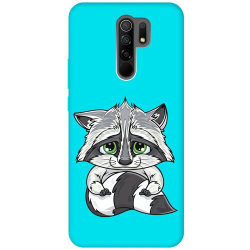 Матовый чехол Sad Raccoon для Xiaomi Redmi 9 / Сяоми Редми 9 с 3D эффектом бирюзовый матовый чехол camomiles для xiaomi redmi 9 сяоми редми 9 с 3d эффектом бирюзовый