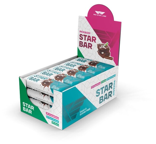 Протеиновые батончики STARBAR Extra Protein вкус: шоколадный брауни 12 шт по 60 г