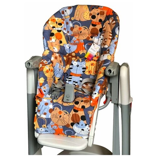 фото Двусторонний сменный вкладыш стрекоза к стулу для кормления бренда per perego tatamia, оранжевые коты