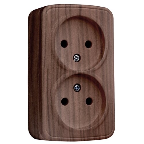 Розетка 2 поста EKF Минск 10А без заземления тёмное дерево 608₽