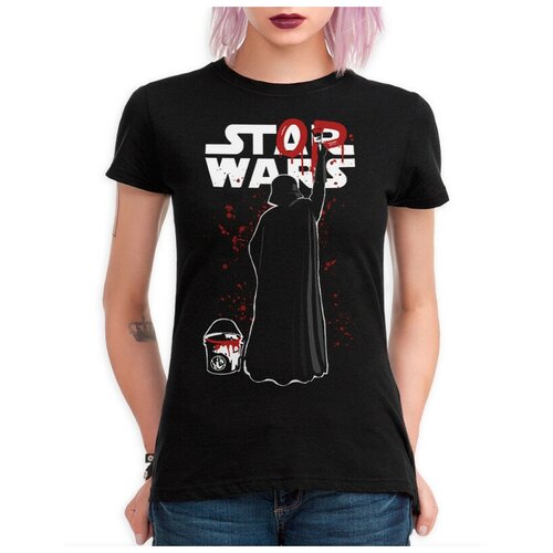 Футболка DreamShirts Вейдер - Stop Wars / Прикольная футболка Тест Роршаха / Женская Черная 3XL