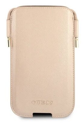 Guess для смартфонов чехол Pouch PU Saffiano 4G Gold (L size, IP12PM), шт - фотография № 1