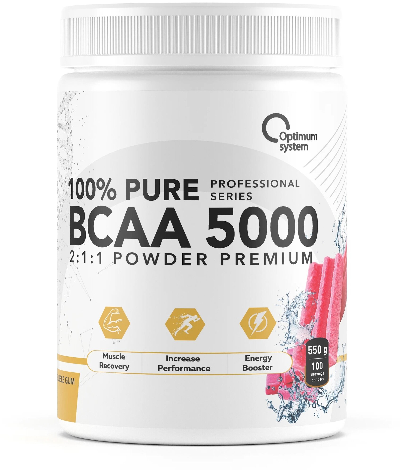 Optimum System BCAA 5000 Powder (Бабл-Гам) (550 грамм) Бабл-Гам