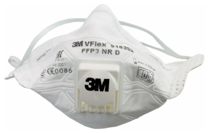 3M VFlex 9163V класс защиты FFP3 NR D (до 50 ПДК) с клапаном 7100089577 / РЕС034 (1шт)