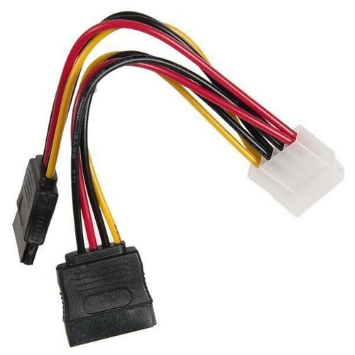 Кабель питания SATA 15см, molex 4pin/2x sata15pin, на 2 устр, пакет аксессуар кабель espada molex 4pin 4pin cpu 20cm e4mol4cpu