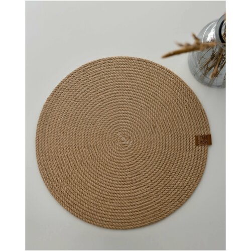 Салфетка сервировочная на столик TAKE the ROPE D-35см. плейсмат из джута, бежевая