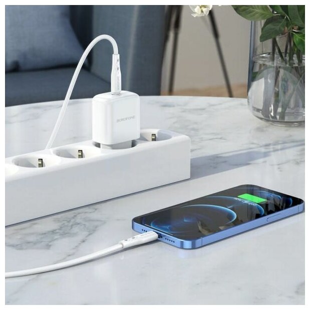 Зарядное устройство 5V-3А Type-C PD 20W, QC3.0, для iphone с кабелем Lightning, блок питания, адаптер сетевой с быстрой зарядкой на айфон