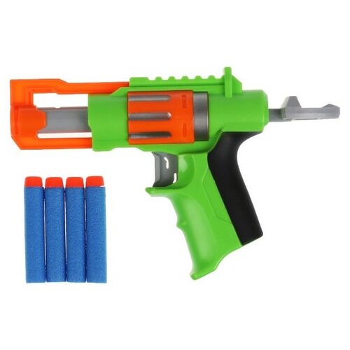 Бластер игрушечный Играем вместе Стреляет мягкими пулями ZY1004252-R, 20 см, оранжевый/синий/зеленый бластер игрушечный играем вместе 812g216 r 20 см разноцветный
