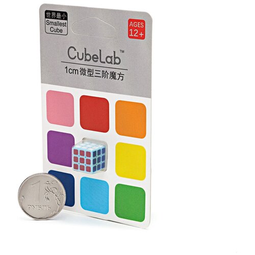 фото Кубик рубика самый маленький в мире 3х3 cubelab 1 cm, blue