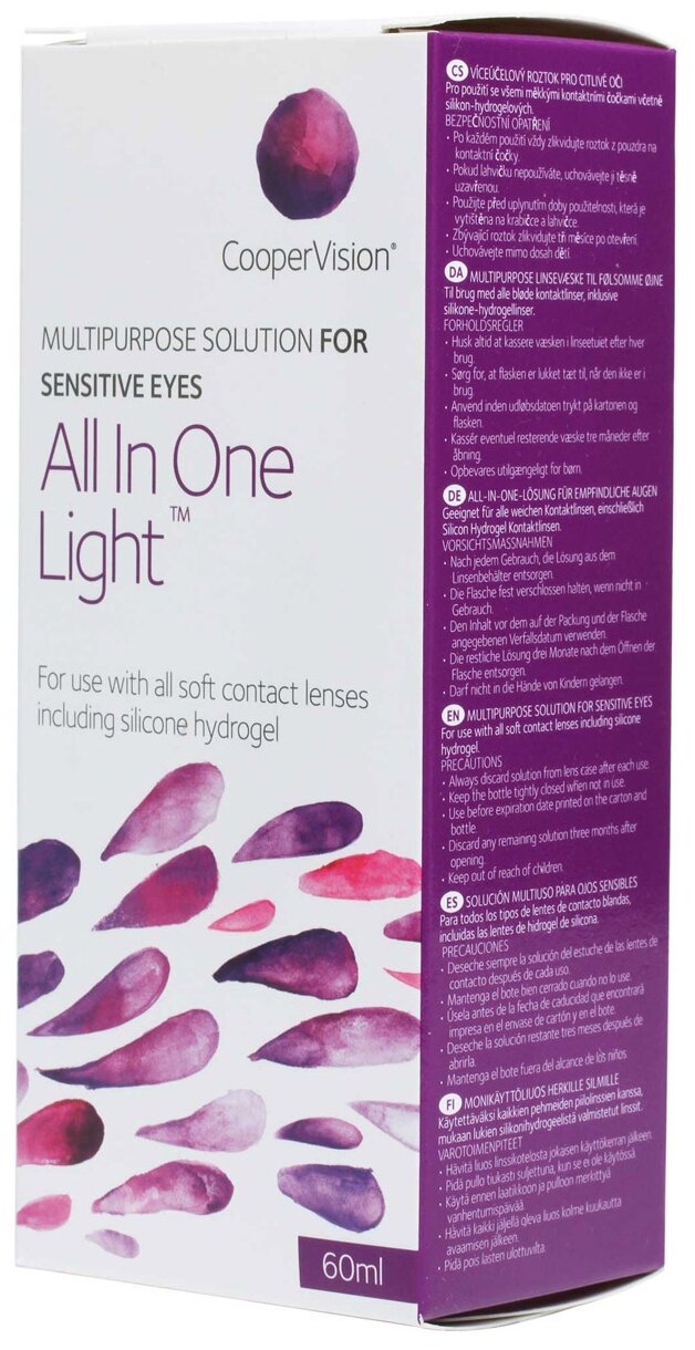 Раствор CooperVision All in One Light, с контейнером, 100 мл — купить в ...