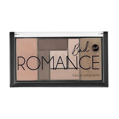 Палетка для макияжа лица и глаз `BELL` BAD ROMANCE FACE & EYE PALETTE тон 01 (хайлайтер, румяна, скульптор и тени для век)