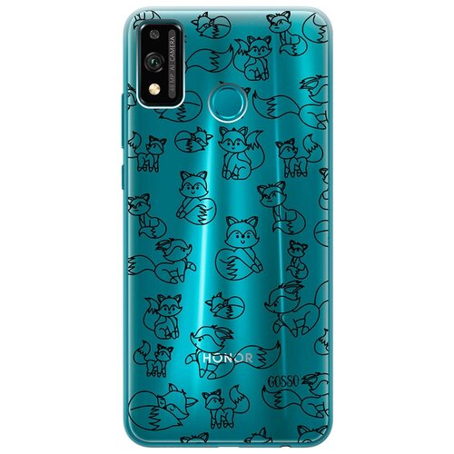 фото Ультратонкий силиконовый чехол-накладка clearview для honor 9x lite с 3d принтом "funny foxes" gosso