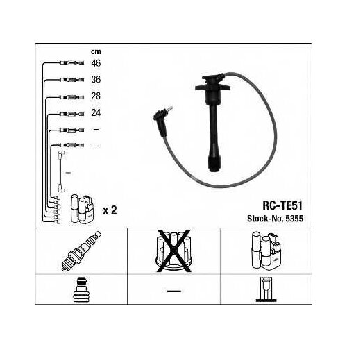 Комплект проводов зажигания 5355 / RC-TE51, TOYOTA Corolla 1.4 04/97-02/00 NGK 5355